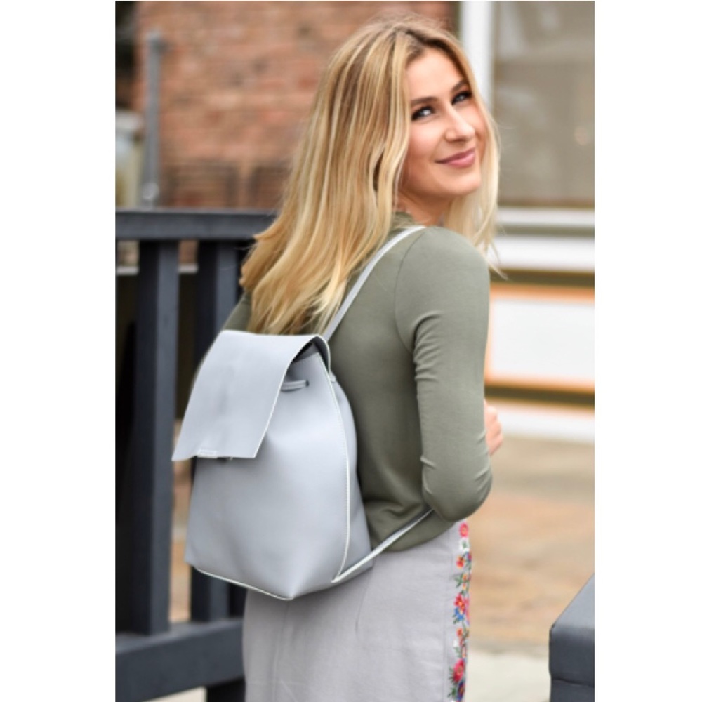 Faux Leather Gray Backpack
